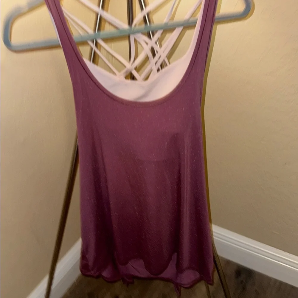 Lululemon Stylish Burgundy and Beige Strappy Yoga Top size 8